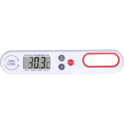 Thermomètre alimentaire numérique blanc avec pile, lecture instantanée et précise, pliable pour barbecue, grillade et cuisson (1/5)