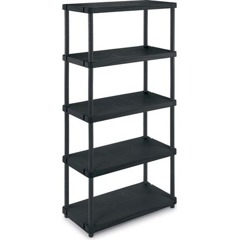 Etagère en polypropylène noire 5 tablettes L61xP31xH172 cm – Charge 30kg par tablette – Résistante à l'humidité et à la moisissure – Itools (1/5)