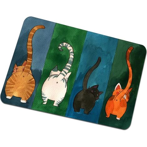 Tapis Anti-Boue de Porte pour Chat Tapis de Porte à Motifs de Chats Extérieur Fin et Facile à Nettoyer (1/5)