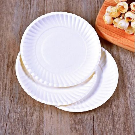 Lot de 100 assiettes jetables en carton de qualité alimentaire pour gâteau et barbecue. assiettes de peinture pour anniversaire. pique-nique. extérieur. pâte de canne à sucre. sûres et.14.3cm (1/4)