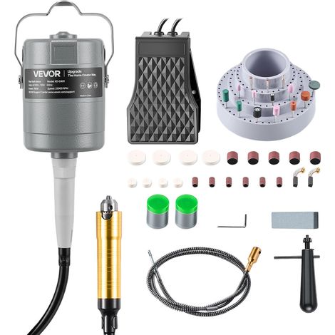 VEVOR Smerigliatrice ad Albero Flessibile Utensile Rotante Elettrico da 780 W Velocita 25000 giri/min, Lucidatrice Sospesa Elettrica Controllo a Pedale per Levigatura Taglio Metallo Legno (1/5)