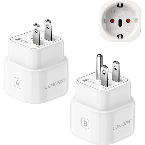 Adaptateur Prise Type A et B France vers USA Costa Rica Lot de Deux, Design Compact Compatible États-Unis, Canada, Mexique, Thaïlande, Vietnam, République Dominicaine, Colombie (1/5)