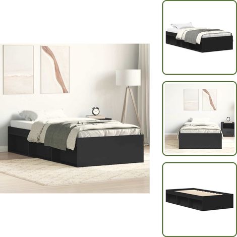 Madera de ingeniería - vidaXL Estructura de cama negra 100x200 cm - Cama moderna