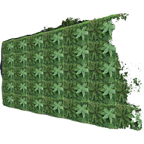 Planta de seto artificial, paneles de césped realistas, resistente a la intemperie, verde (1/2)