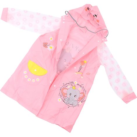 Poncho imperméable rose taille L en PU, une pièce, imperméable, avec bande réfléchissante, boutons et compartiment pour sac à dos, pour enfants (1/5)