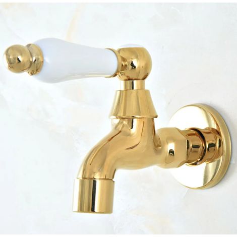 (I Style) Robinet extérieur de luxe en laiton doré, robinet de jardin mural, robinet pour machine à laver, robinet simple pour lave-linge à eau froide (1/5)