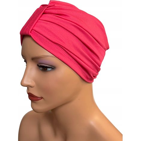 Emmas himbeerfarbenes Viskose-Turbanstirnband, ebenfalls nach der Chemotherapie (1/5)