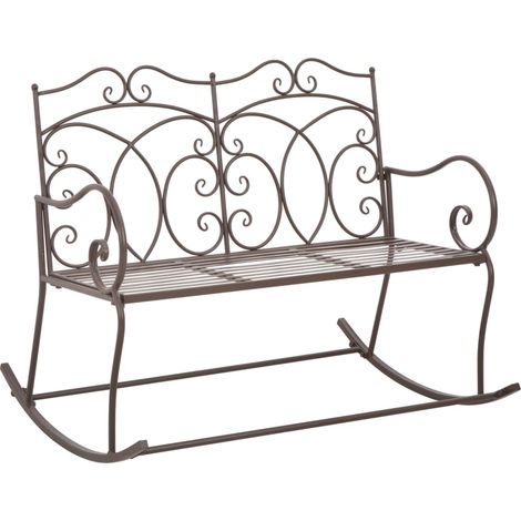 Panca da giardino mobili da esterno per patio terrazza 104 x 83 x 89 cm ferro marrone anticato 020011149