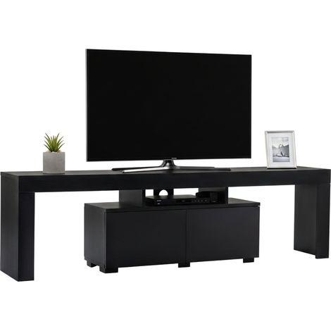 Dmora - Fernsehschrank Govone, Ständer für Wohnzimmerfernseher, Niedriges Wohnzimmer-Sideboard, TV-Ständerbasis, 180x31 h50 cm, Schwarz