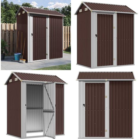 Cobertizo de jardín acero galvanizado marrón 192x152,5x237 cm - Almacenamiento exterior - Herramientas de jardín
