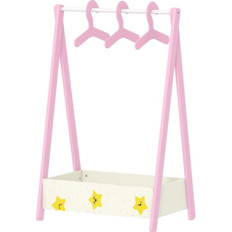 Baby Clothing Rack with Hangers, Storage Shelf for Bedroom, Star me, for Ages 3-6, Pink (1/5)