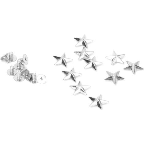 10 vis à rivets en métal en forme d'étoile, adaptées à la décoration DIY de sacs et de chaussures en cuir (14 mm argent). (1/4)