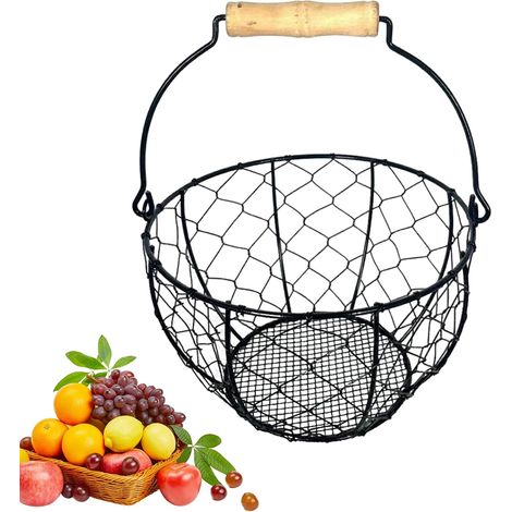 à Œufs,Rangement en Fil Métallique avec Poignée Organisateur de Comptoir en Fil Métallique pour Œufs Pour Collecter Transport Fruits Légumes Décoration Maison Ferme Appartement (1/5)