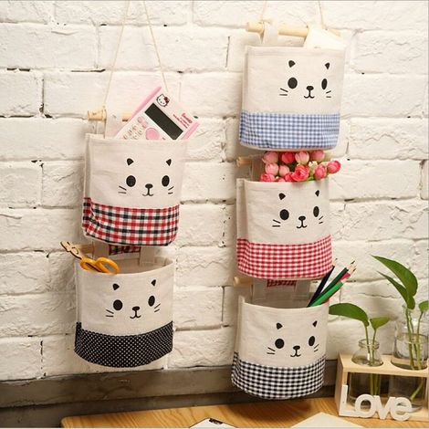 Mural à Suspendre Sac de Rangement, 5PCS Organisateur Suspendu, Porte Organisateur Suspendu, Sac de Rangement Mignon et Compact pour Chambre à Coucher, Salon, Derrière la Porte, Mur (1/5)