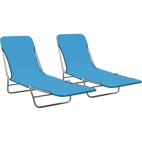 Lettini prendisole pieghevoli 2 pezzi acciaio e tessuto blu 020011932