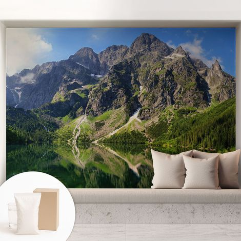 Papier peint intissé pour salon chambre à coucher peint imprimé pour mur - Colle incluse gratuite Montagnes pittoresques 208x146 cm (1/5)