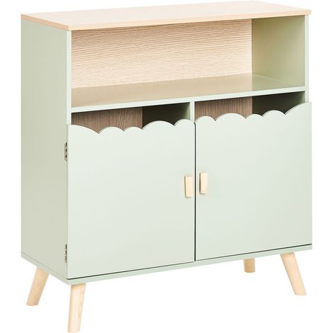 Credenza con motivo a casetta per la camera dei bambini in MDF di pino verde chiaro Lackey