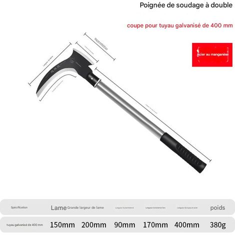 Faucille multifonction en acier au manganèse - outil de désherbage et de coupe, convient aux mauvaises herbes, branches, bambou et riz - 40 cm