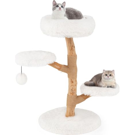 arbre à chat, tour pour chat moderne en bois avec perchoir griffoirs en jute naturel, tour d'escalade en bois pour chat, mobilier d'intérieur pour a (1/5)