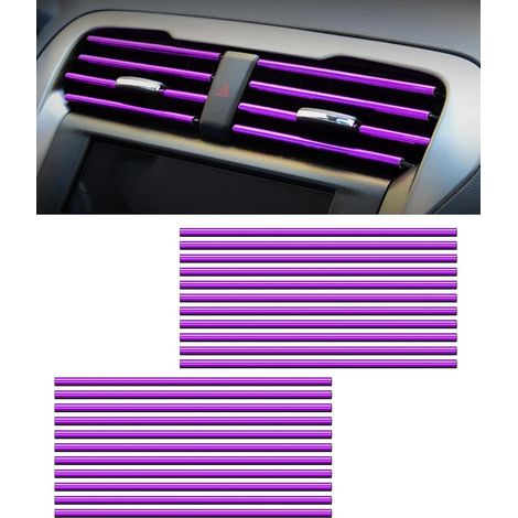 20PCS Bandes DéCoration De Sortie D’Air De Voiture,voiture accessoires interieur,Bande Décorative pour Climatiseur de Voiture,Bande D'AéRation pour bouches d'aération(Violet) (1/5)