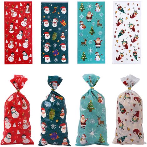Sac Cadeau De Noël - Sachet En Cellophane Pour Bonbons Et Biscuits - 4 92 X 10 93 Pouces - Lot De 50 (1/5)