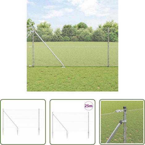 vidaXL Sécurité extérieure - Poteau de clôture. Argenté 25 x 1,4 m (treillis de 13 mm) Acier (1/5)