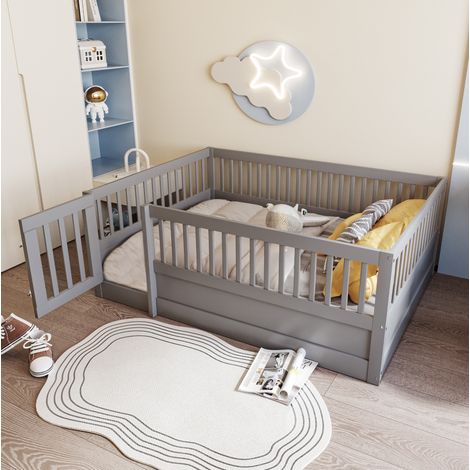 struttura letto 140x200 bambini con porta grigio OKMYHOME (1/5)