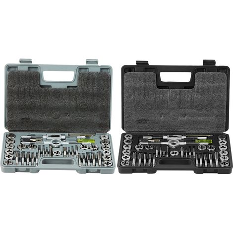 Jeu de tarauds et filières, 80 pièces, métrique et SAE, acier à roulement, outil de filetage pour filets intérieurs et extérieurs, avec accessoires et coffret de rangement. (1/5)