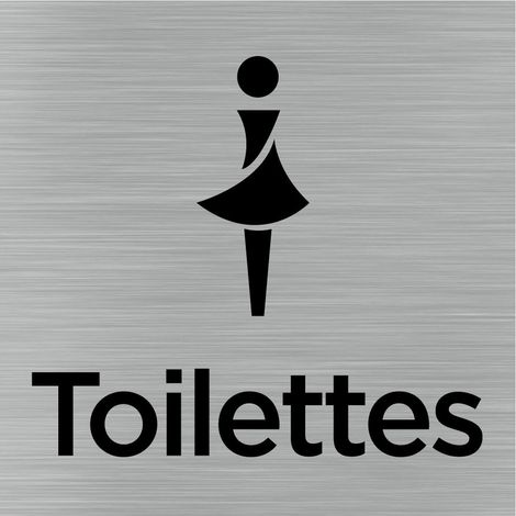 Pictogramme Toilettes Dames (Q1046).- Adhésif aspect aluminium brossé - (1/5)