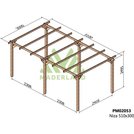 Cochera de Madera Niza (Maderland) - 510 x 300 cm (1/6)