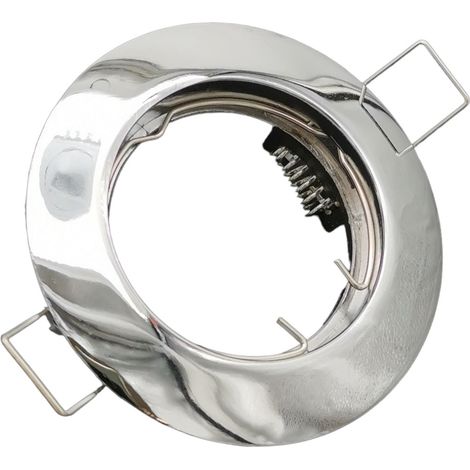 Portafaretto Tondo Acciaio cromato Argento lucido fisso da incasso cartongesso per lampadina led GU10 MR16 (1/3)