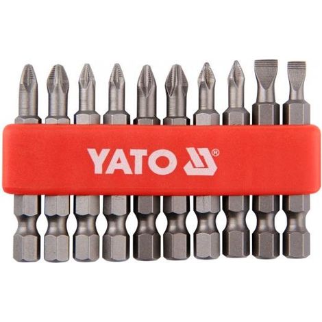 Yato, modelo YT-0483, Juego de destornilladores punta destornillador para 50mm (10 piezas), herramienta versátil y duradera, ideal para reparaciones y mantenimiento de precisión