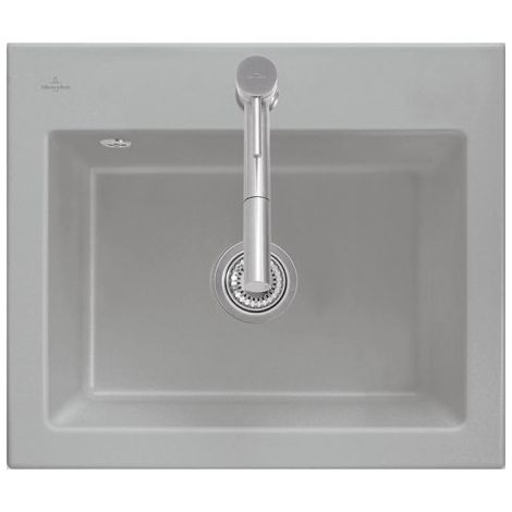 Evier VILLEROY ET BOCH Subway 60 S 60 x 51cm sans egouttoir Chromite CeramicPlus avec vidage automatique