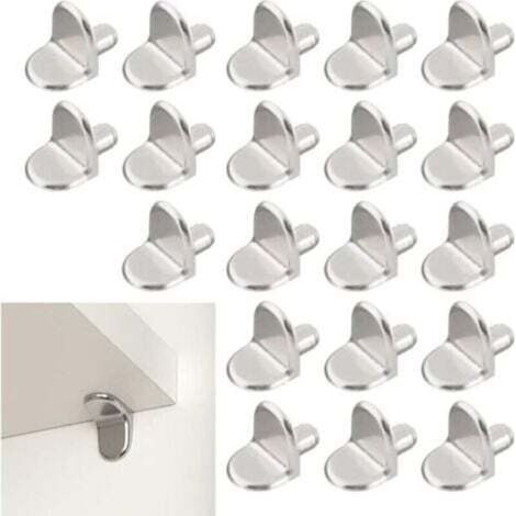20 Pieces Shelf Support Pegs, 5mm L-Shaped Shelf Support Pegs for Wood and Glass Cabinet Storage Furniture Cupboard Bookshelf