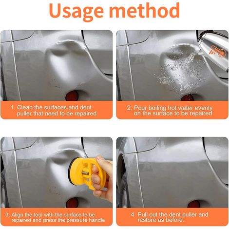 Extracteur de Dent de voiture, Kit d'extracteur de ventouse d'outil de retrait de 3 paquets pour la réparation, verre, carrelage, miroirs, Orange et jaune (1/5)