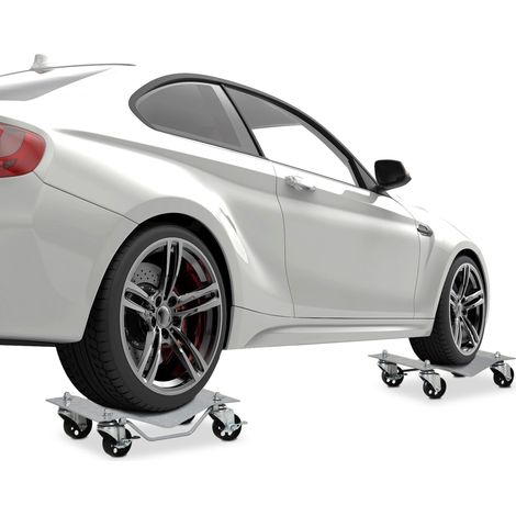 Carrelli sposta auto 2 pezzi, piattaforma in acciaio, 680 kg, grigio OKMYHOME (1/5)