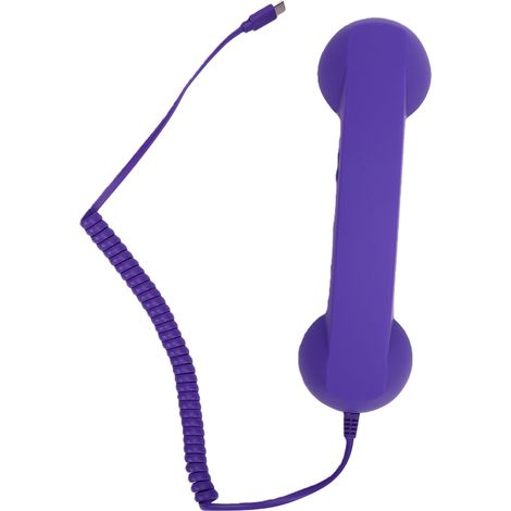 Cuffie telefoniche retrò di tipo C, ricevitore telefonico cablato vintage per cellulare con altoparlante e microfono per videoconferenze, chiamate e riunioni, colore viola. (1/5)