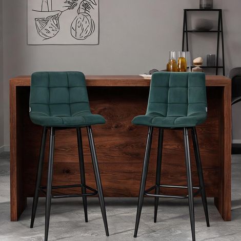 Tabouret de bar vert en velours 100 polyester 42 x 55 x 105 cm (1/5)