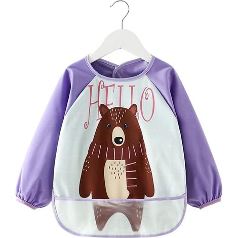 NineClouds Robe de peinture imperméable pour enfants, 2-4 ans, tablier de peinture, tablier artisanal avec manches longues et poches (style 2) (1/4)