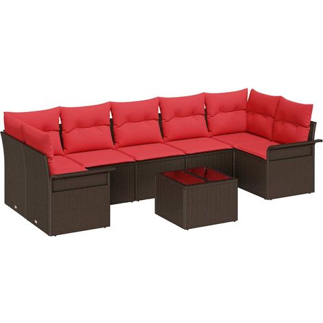 Maison Exclusive - Gartensofa-set mit Kissen 8 pcs Beige und Rot