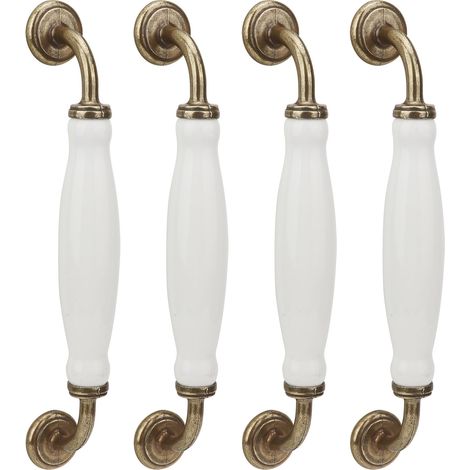 Lot de 4 poignées en céramique de style européen, entraxe de 160 mm, pour portes et tiroirs de placards. (1/5)