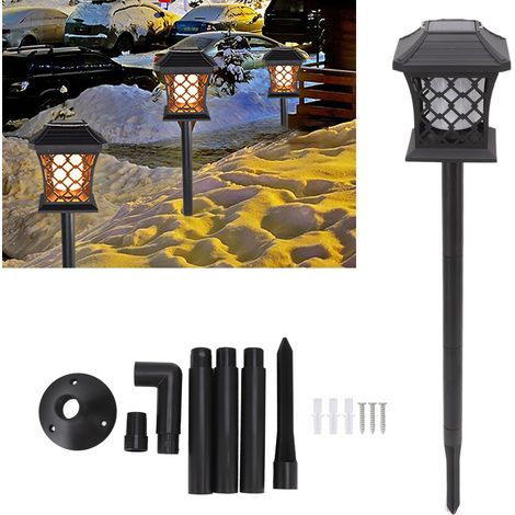 Lampe à flamme solaire, lampe torche dynamique simulée, lampadaire de jardin LED étanche pour extérieur, lampe de pelouse. (1/5)