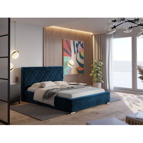 Lit rembourré avec rangement 120x200 velours gris foncé Taranto (1/5)