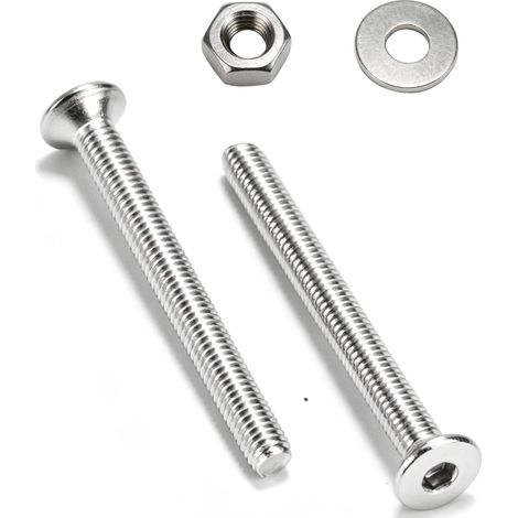 Lot de 40 vis M4 x 35 mm - Vis à tête fraisée et écrous - En acier inoxydable - Assortiment de vis de machine avec rondelles et écrou (1/5)