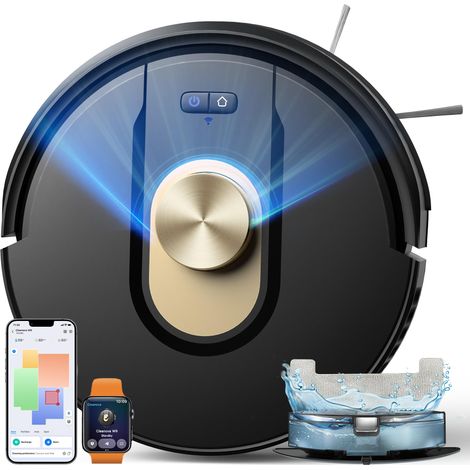 Robot Aspirateur Laveur, 8000Pa/150Min Aspirateur Robot, Navigation LiDAR avec Cartographie, Ultra Fin et Silencieux, APP/WiFi, pour Sol Dur, Tapis et Poils d’Animaux (1/5)