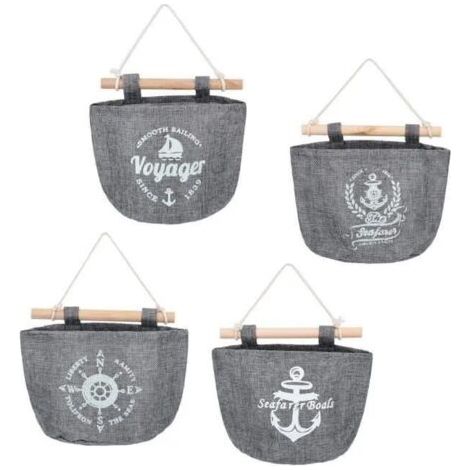 (Gris)Sac de rangement suspendu - 4 pièces - Gris - 21,5 x 18 cm - Tissu épais (1/4)