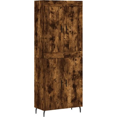 Buffet bahut commode armoire meuble de rangement organisateur cuisine salle de séjour salon haut 69,5 x 34 x 180 cm bois d'ingénierie marron