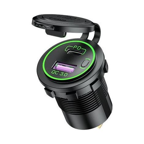 Modificato il caricatore di USB, adatto per auto, moto, barche, dotato di un display digitale, 3 porte USB e un adattatore per accendisigari eco-friendly. (1/5)