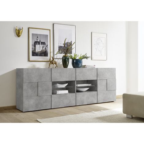 Buffet/bahut moderne 2 portes/4 tiroirs gris béton Milenor (1/5)