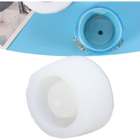 Molde redondo de silicona para macetas con orificio de drenaje, molde multifuncional para suculentas. (1/5)